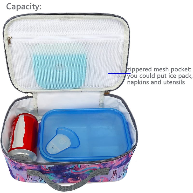 FlowFly Kids Lunch box Insulated Soft Bag Mini Cooler Back to School Thermal Meal Tote Kit for Girls, Boys, Unicorn#2 - Image 4
